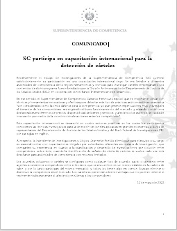 SC participa en capacitación internacional para la detección de cárteles