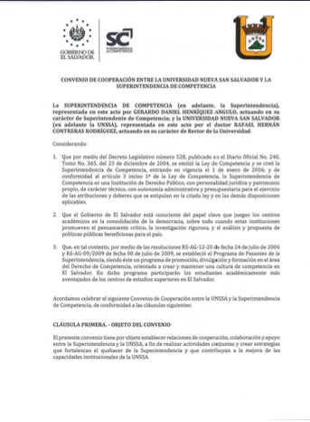 Convenio de cooperación entre UNSSA y la SC