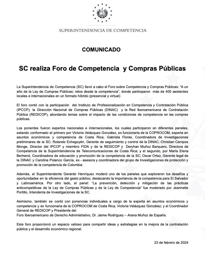 SC realiza Foro de Competencia  y Compras Públicas<br />
